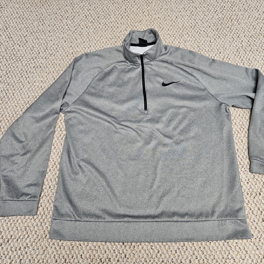 Nike‎ Mens Dri-Fit Pullover X-Large Gray 1/4 Zip Long Sleeve Training Activewear